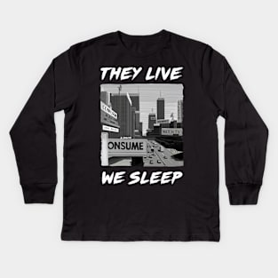 They Live We Sleep Illustration by Burro Kids Long Sleeve T-Shirt